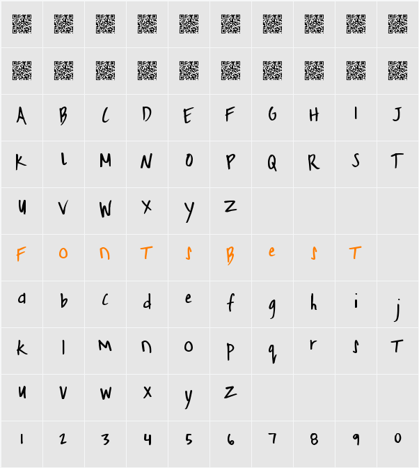 FreshHoliday Character Map