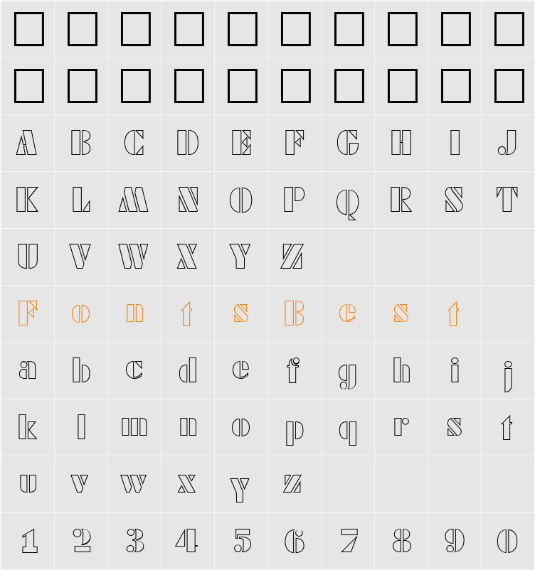 DekoBlackOpen-Serial DB Character Map