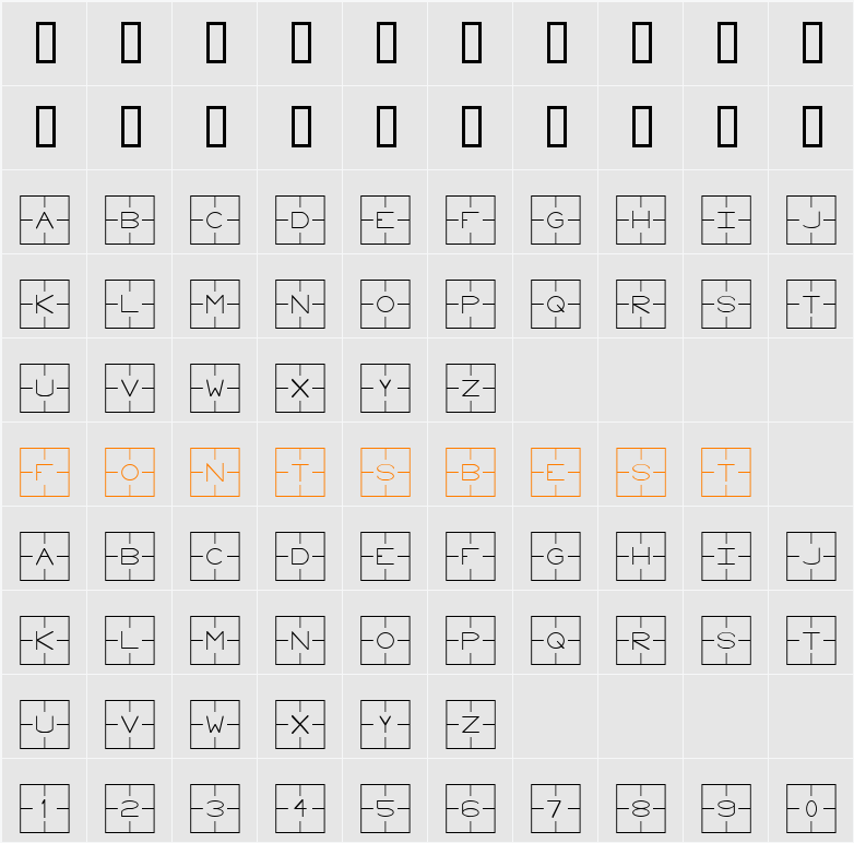 Laser Systems Character Map