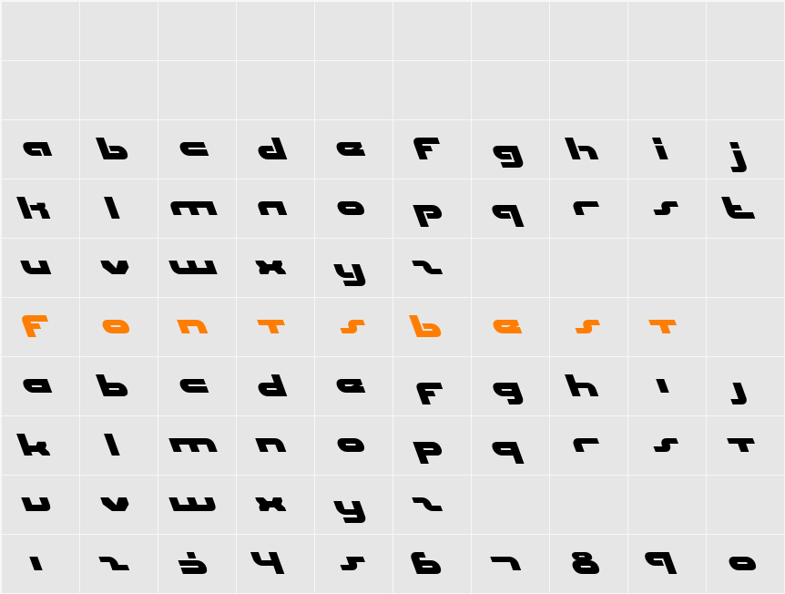 uni-sol leftalic Character Map