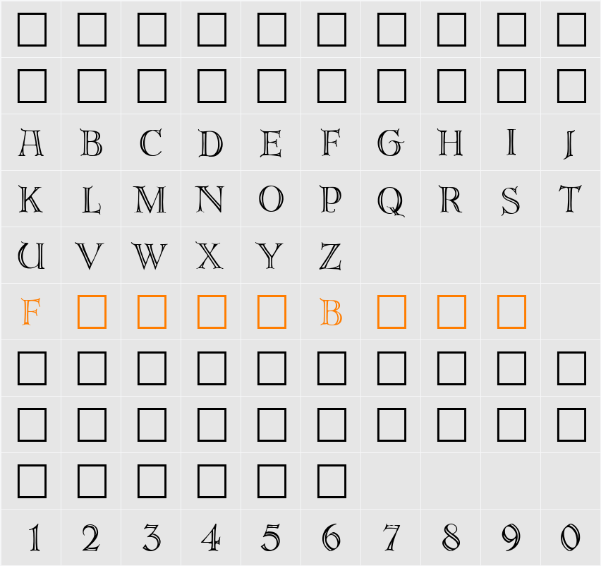 ErbarDeco DB Character Map
