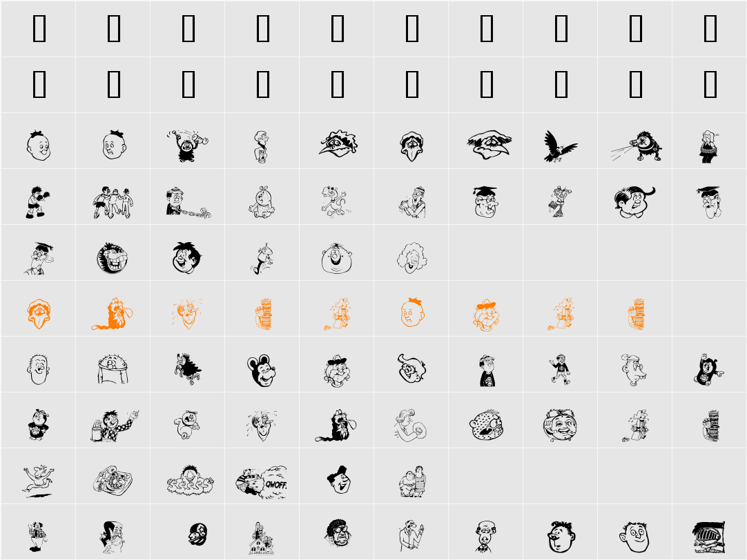 Toons One Character Map