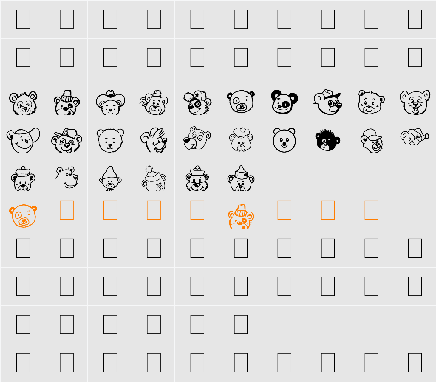 Tedz Character Map
