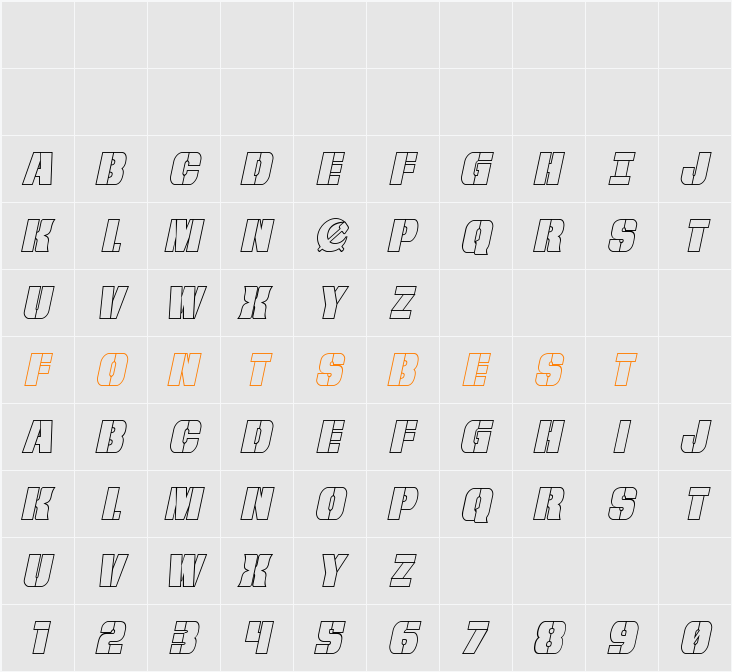 From BOND With Love Outline Italic Character Map