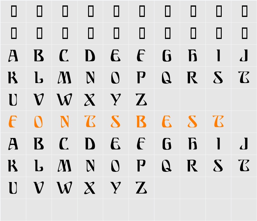 SundraDisplayCaps Character Map