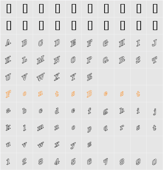 DryGulchOpen Character Map