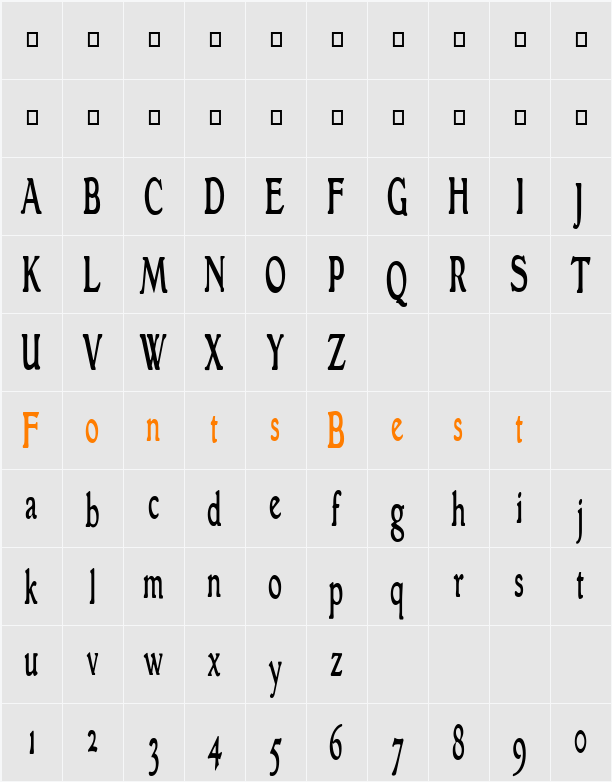 GranthamCondensed Character Map