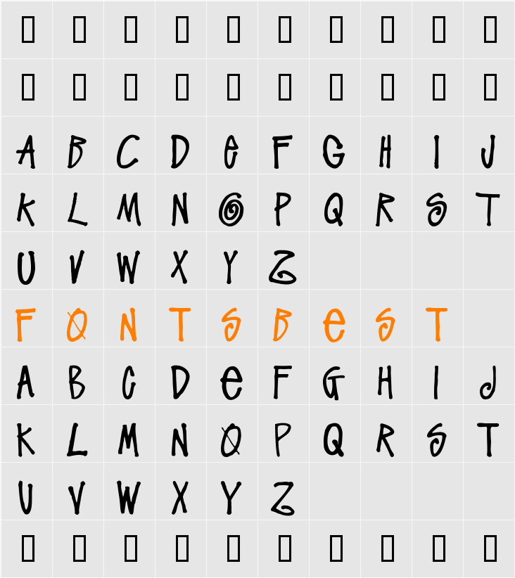 Stussy Script Character Map