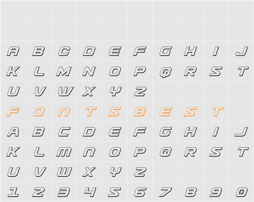 Usuzi 3D Italic Character Map