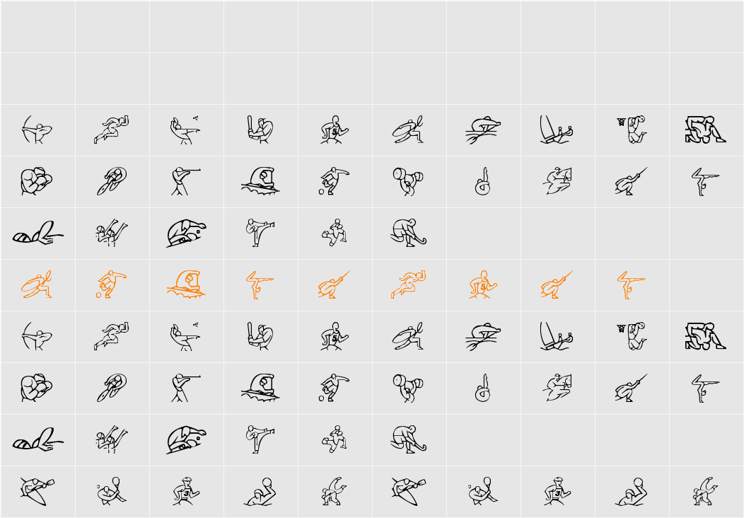 Olimpic Icons 1 Character Map