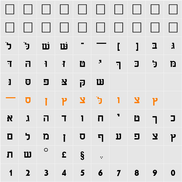 SabraSSK Character Map