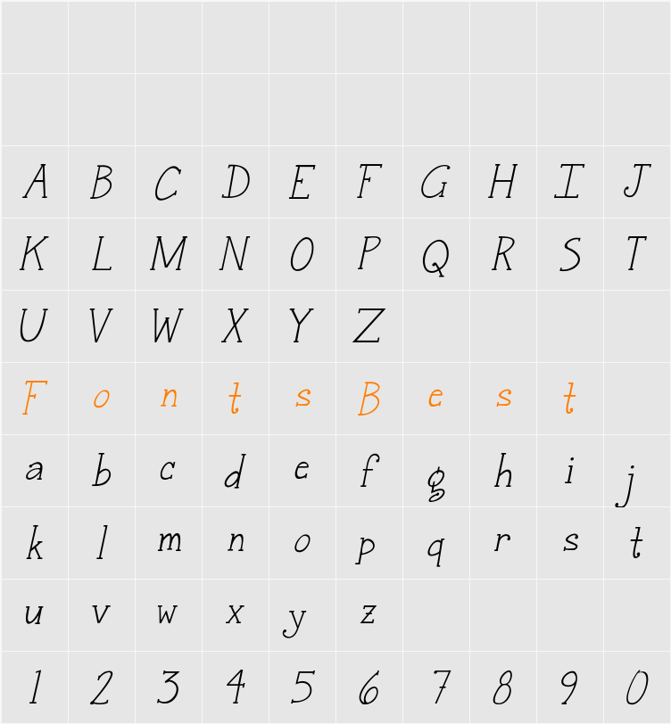 Janda Snickerdoodle Serif Character Map