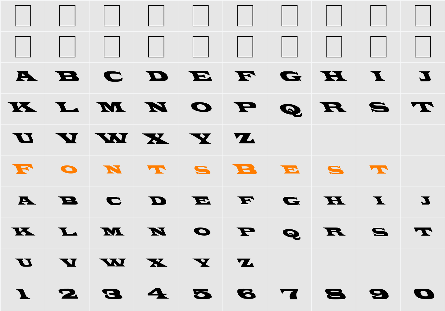 FZ JAZZY 26 LEFTY Character Map