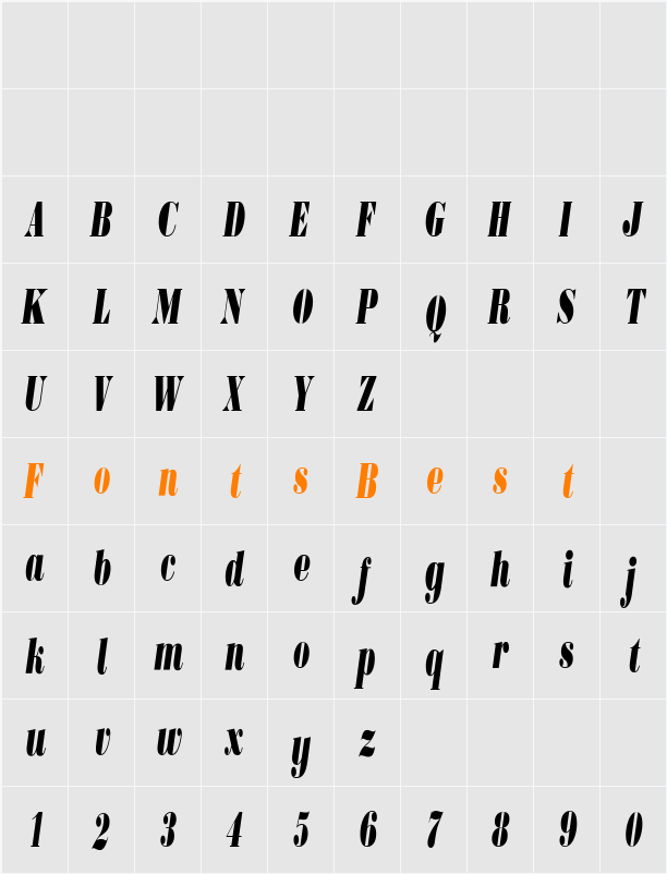 BodoniUltraFLFCond Character Map
