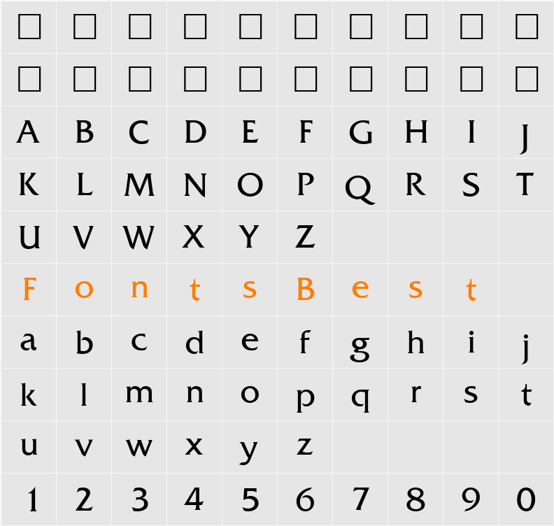 QTFrizQuad Character Map