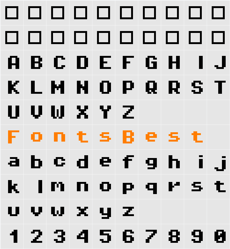 Pixel Operator Mono 8 Character Map