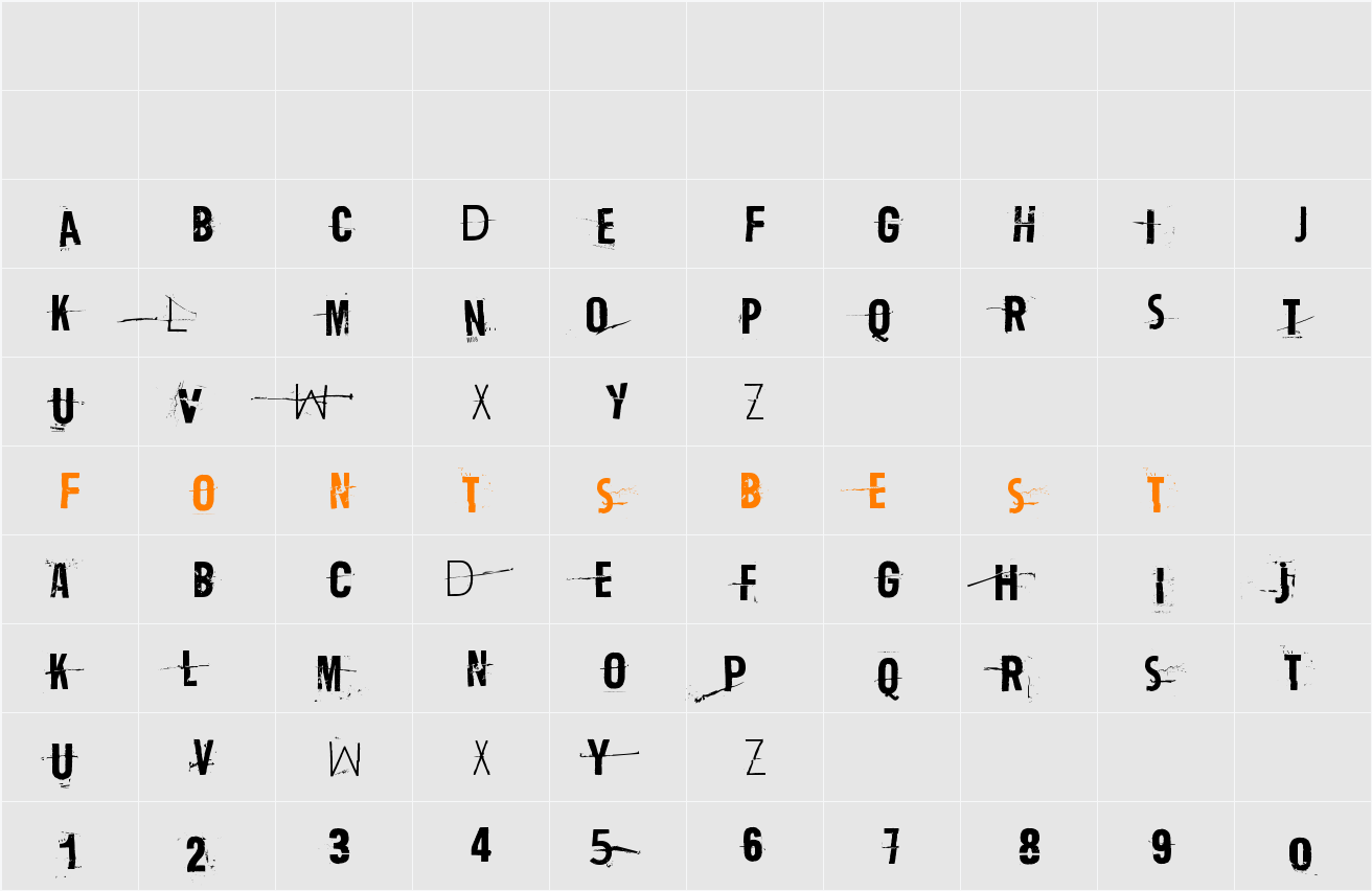 Trash Zydego Character Map