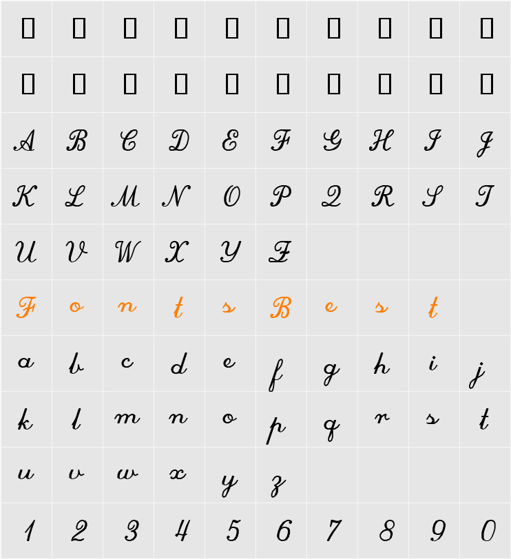 SWScrpc Character Map