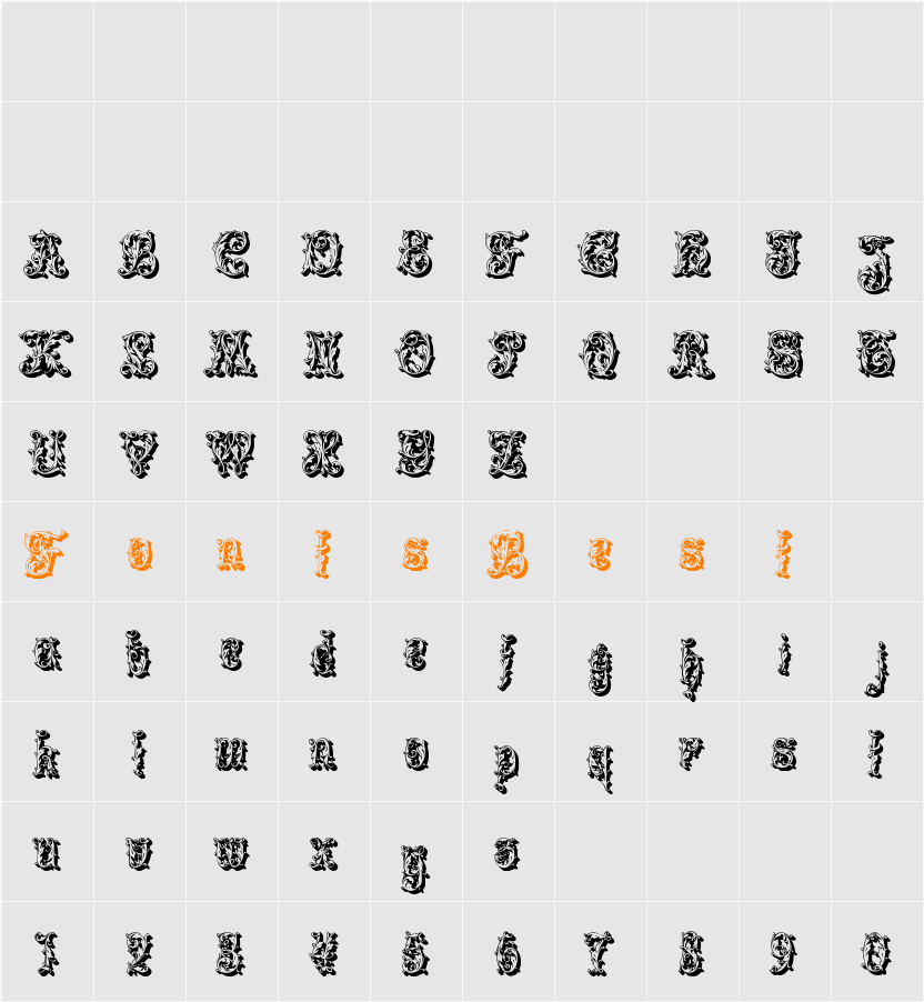 Leafyshade Character Map