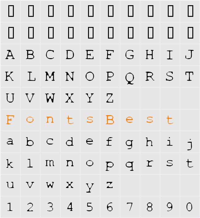 Thinbaby Character Map