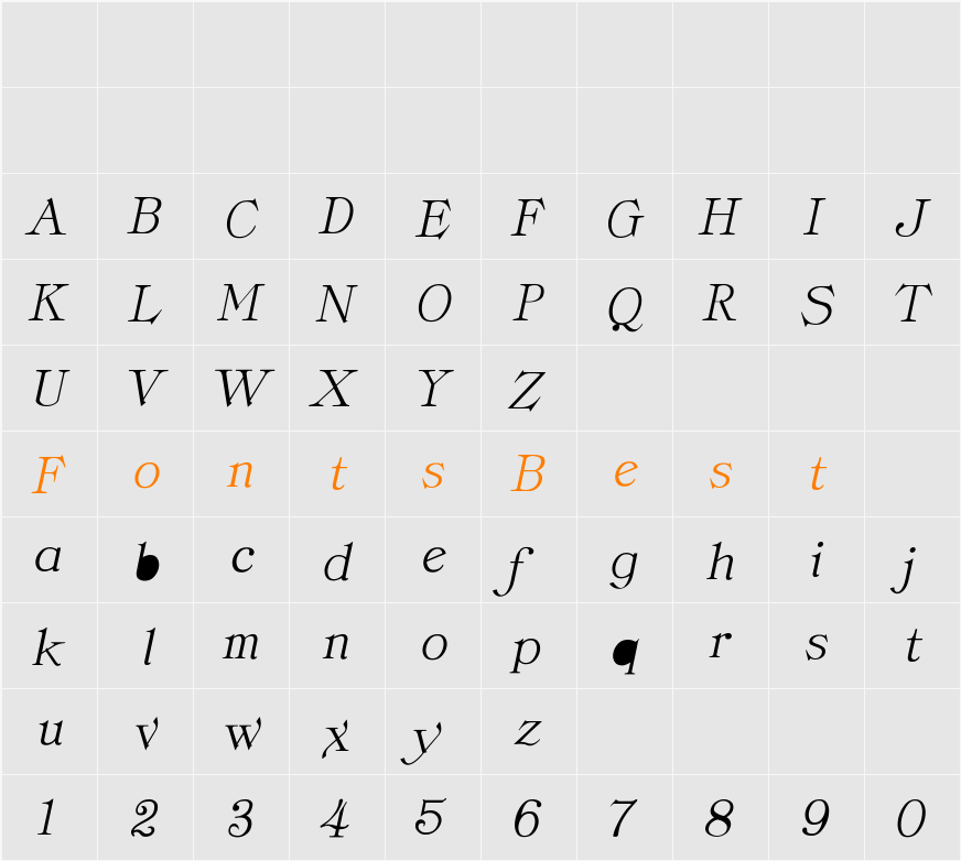RSClassicaItalic Character Map