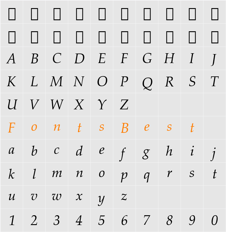 ZapfCalligr BT Character Map