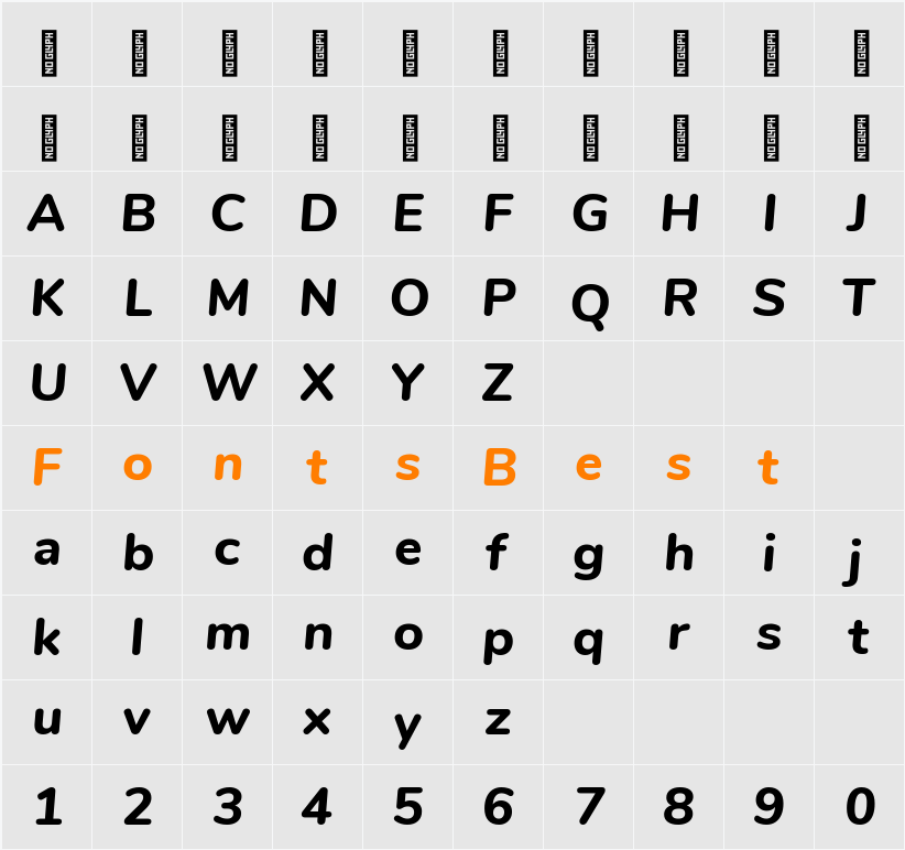 Nunito ExtraBold Character Map