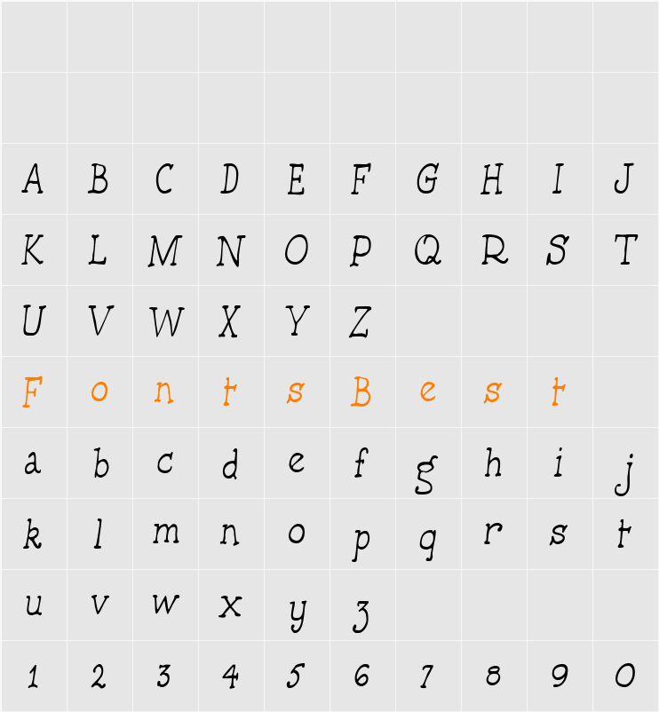 HandmadeTypewriter Character Map