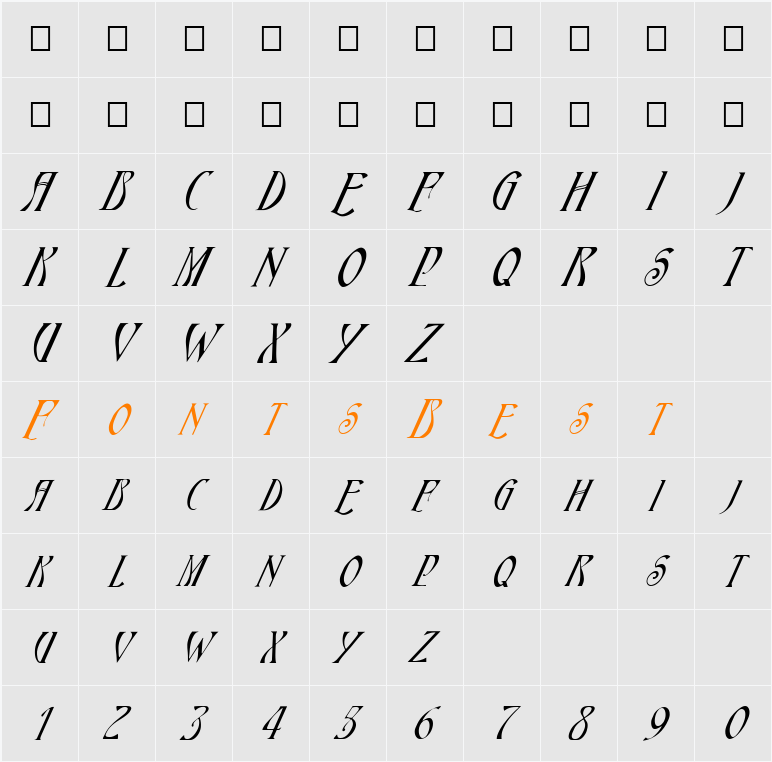 FZ JAZZY 18 ITALIC Character Map