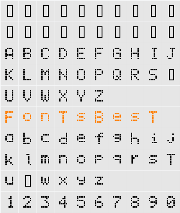 DisplayMonoA Character Map