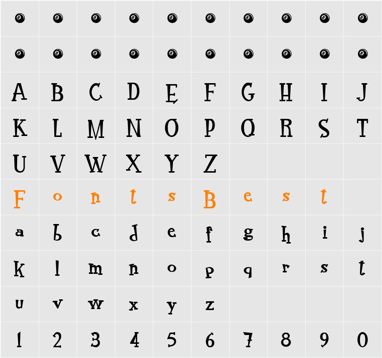 RocknRoll Typo bold Character Map