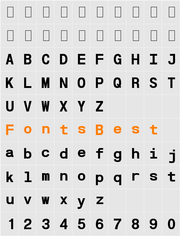POE Vetica Monospace Character Map
