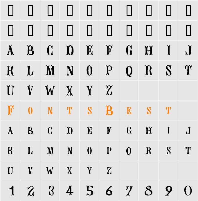 Bujardet Freres (Unregistered) Character Map