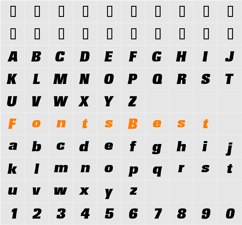 VariatDisplaySSK Character Map