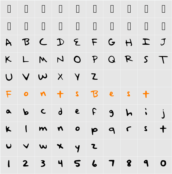 TaylorSwiftHandwriting Character Map