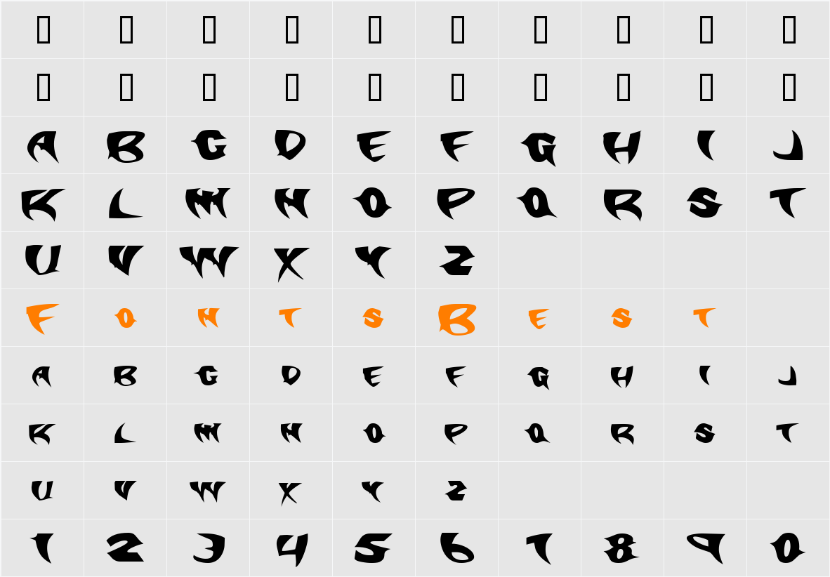SlasherExtended Character Map