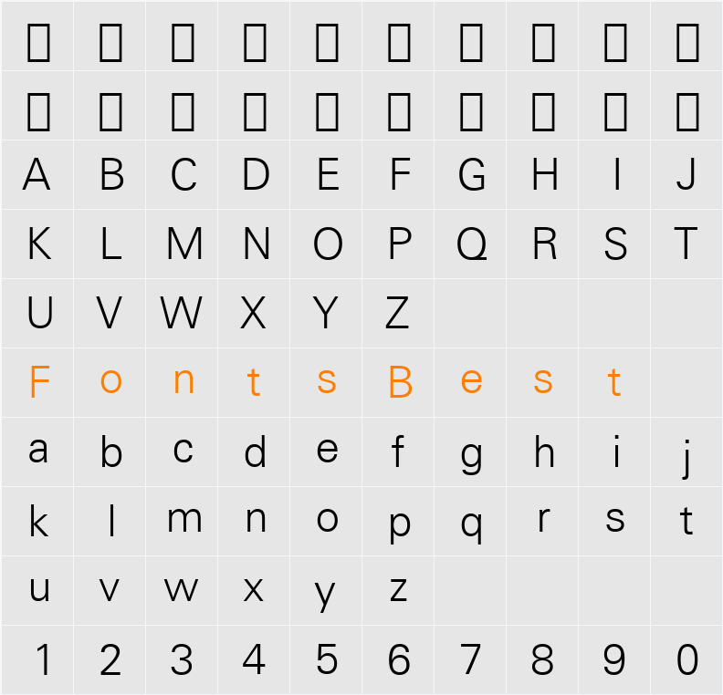 Zurich Lt BT Character Map