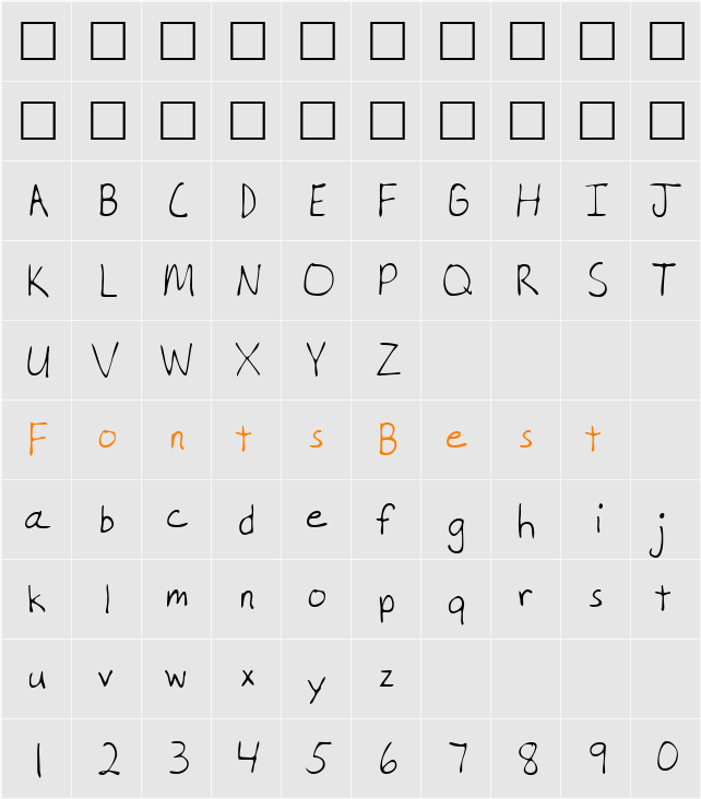 NewellsHand Character Map