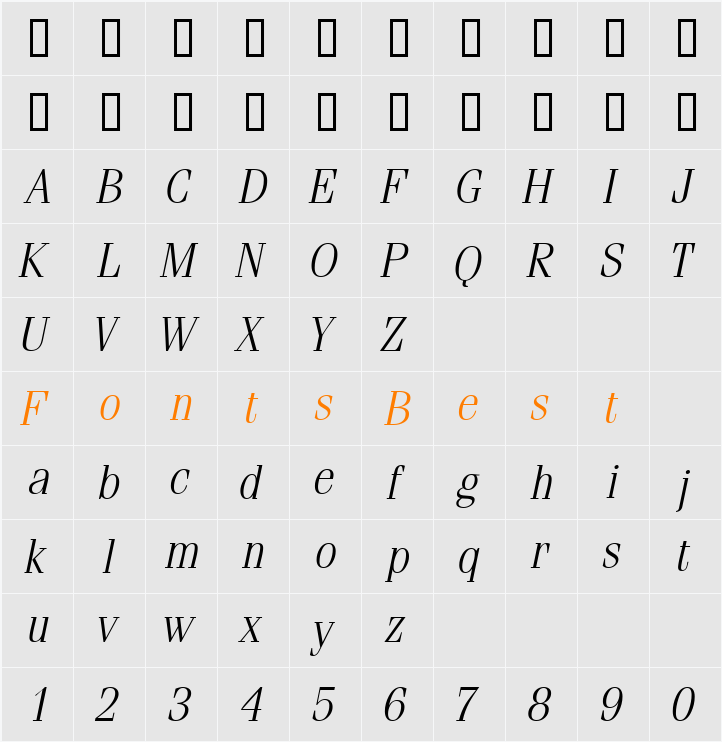 CompendiumLightSSi Character Map