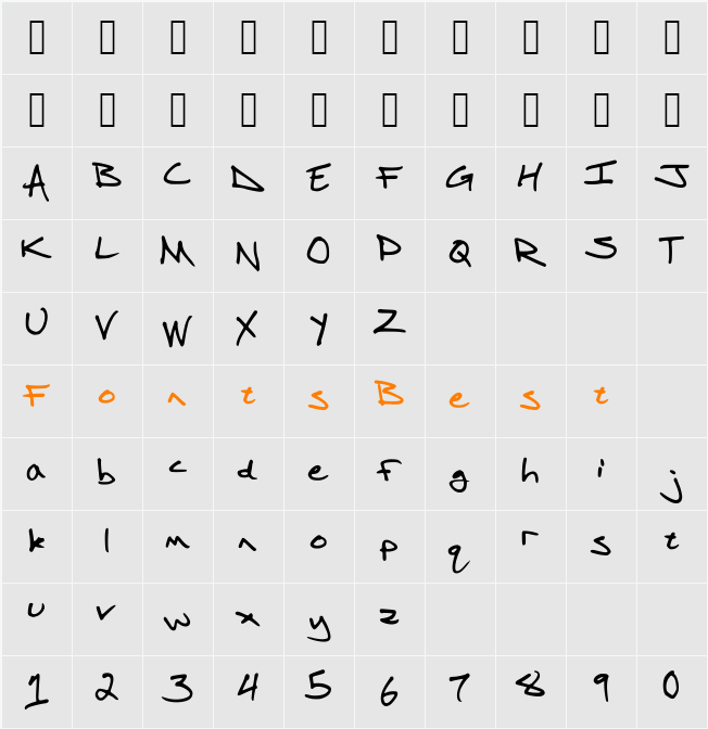 MPOK hand Character Map