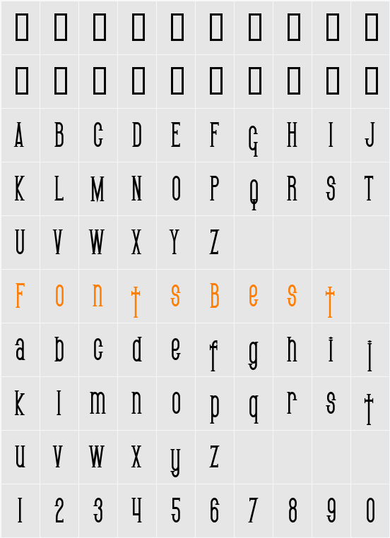SF Gothican Condensed Character Map