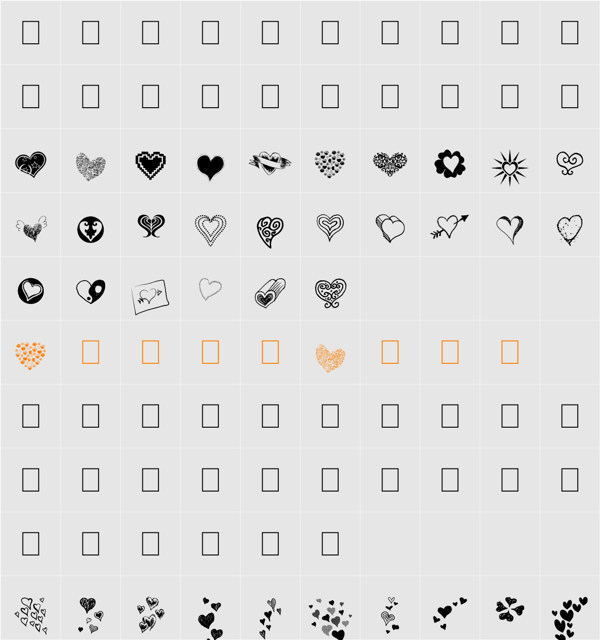 Heartz Character Map