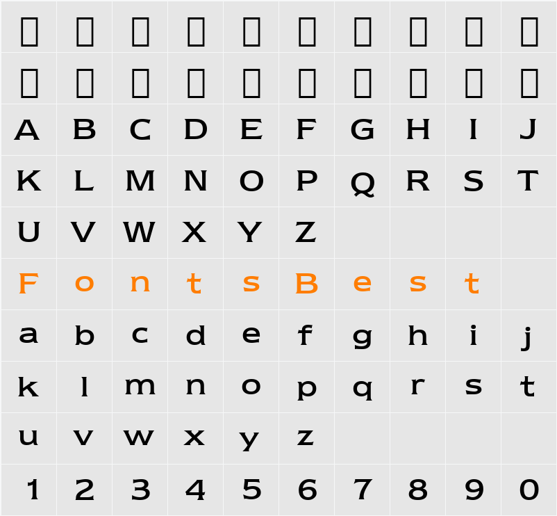 Newtext Rg BT Character Map