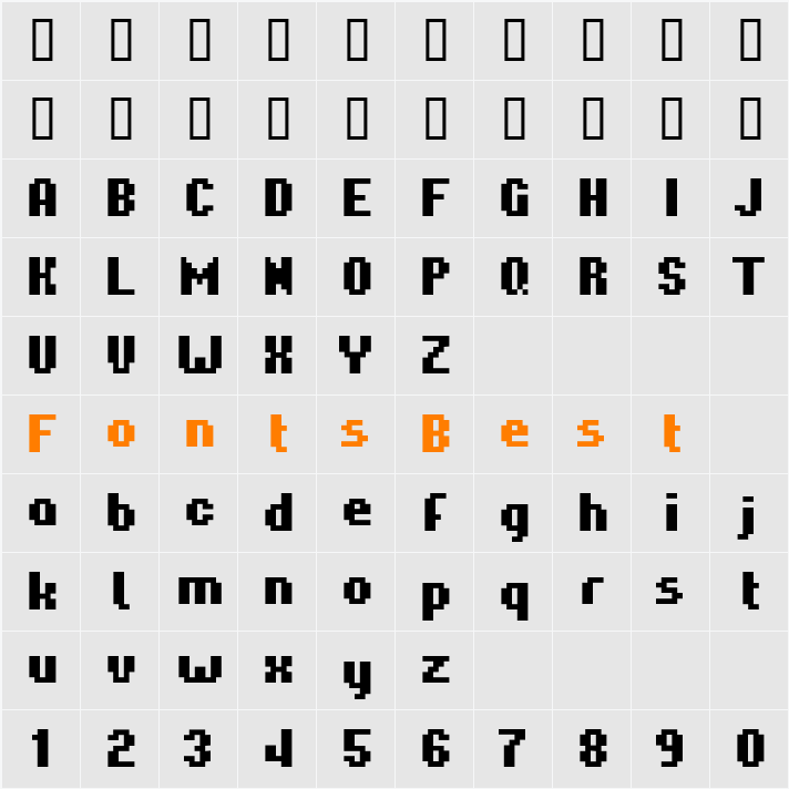 Hardpixel Character Map