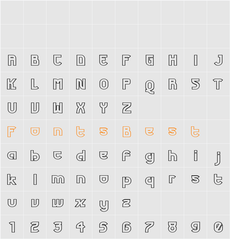 Futurex Phat Outline Character Map