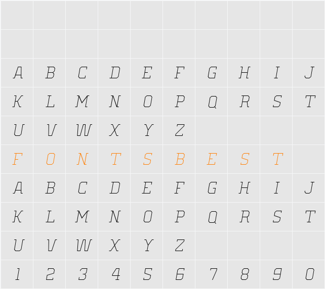 Old School United Hairline Italic Character Map