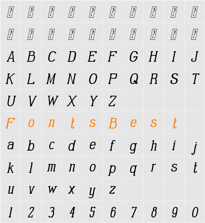 Gabriel Serif Condensed Character Map