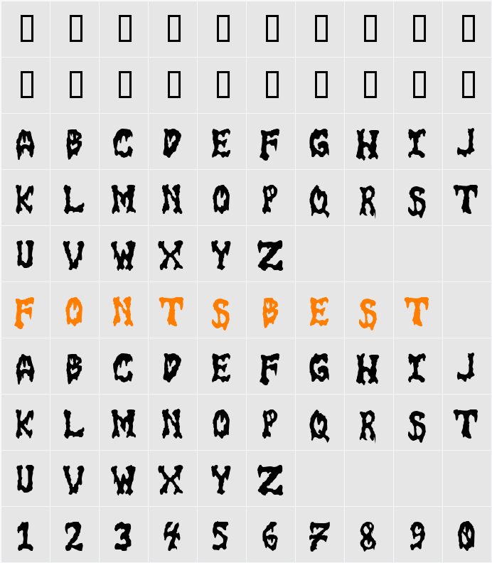 GoreFont Character Map