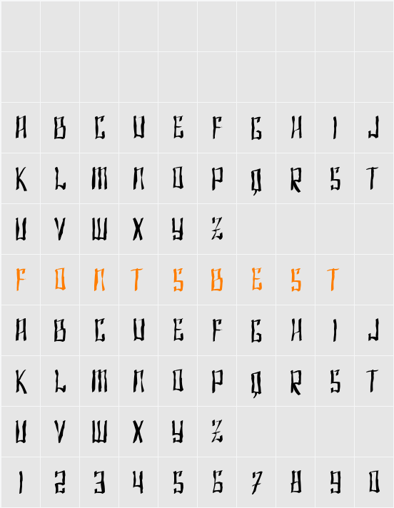 SF Shai Fontai Distressed Character Map