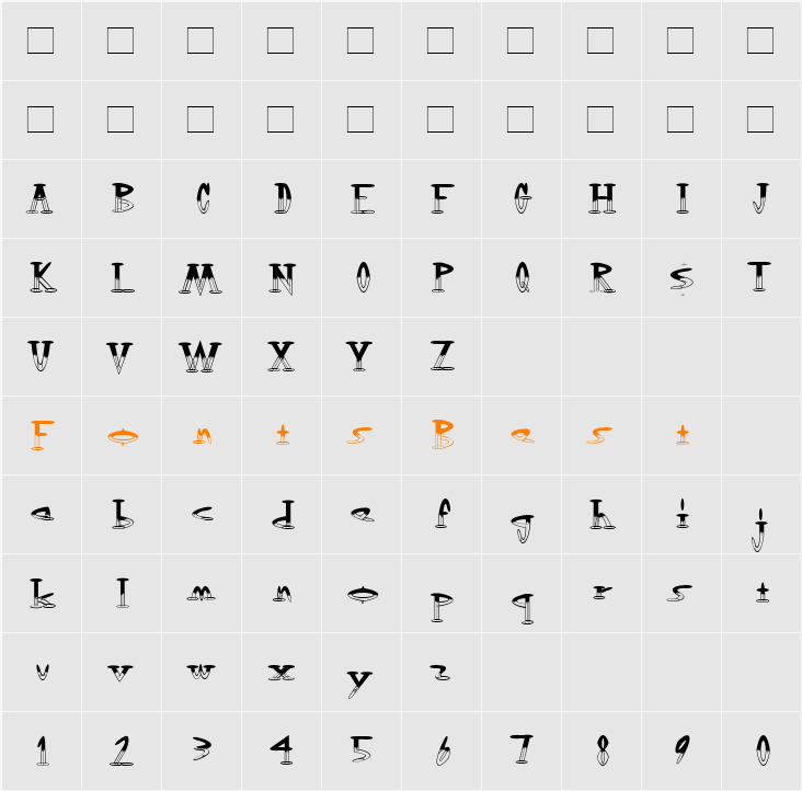 OutwestHalfEmpty Character Map